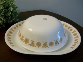 Vintage Corelle Butterfly Gold 10 X 12 " Oval Serving Platter 8 1/2 " Serving Bowl