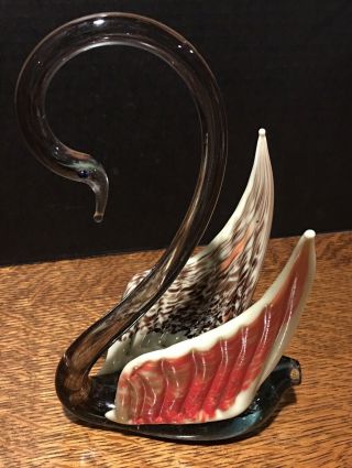 Vintage Hand Blown Murano Art Glass Swan with Unique Wings 2
