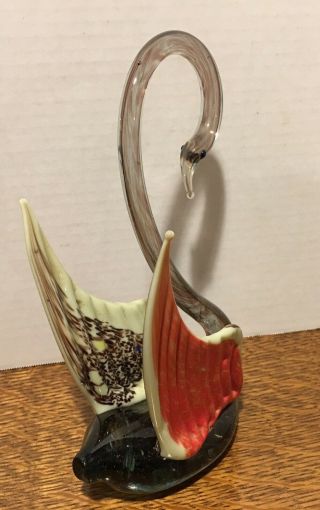 Vintage Hand Blown Murano Art Glass Swan with Unique Wings 3