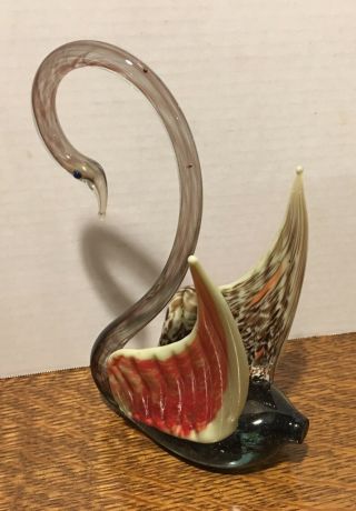 Vintage Hand Blown Murano Art Glass Swan with Unique Wings 5