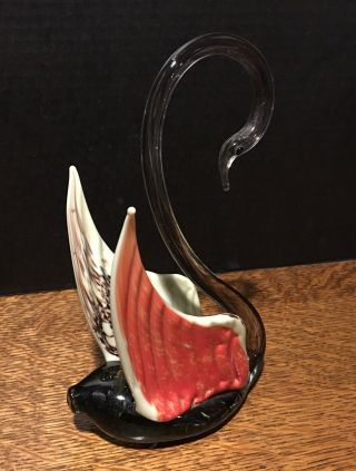 Vintage Hand Blown Murano Art Glass Swan with Unique Wings 8