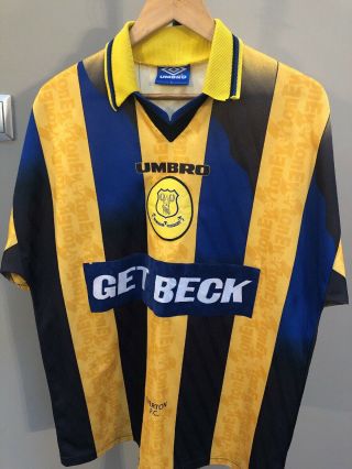 Mens Vtg Everton Fc Football Away Shirt 1996 - 1997 Umbro Jersey Size L