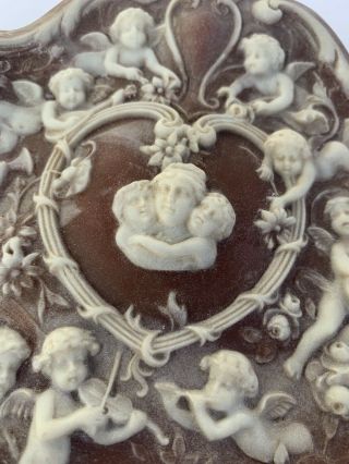 Vintage Jewelry Vanity Cherubs Roses Heart Box Incolay Stone