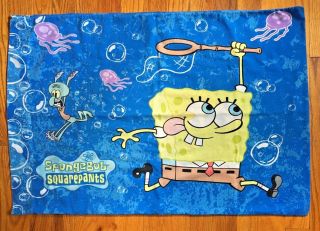 2001 Spongebob Squarepants Pillowcase Hunting Jellyfish Sponge Bob Vintage Euc