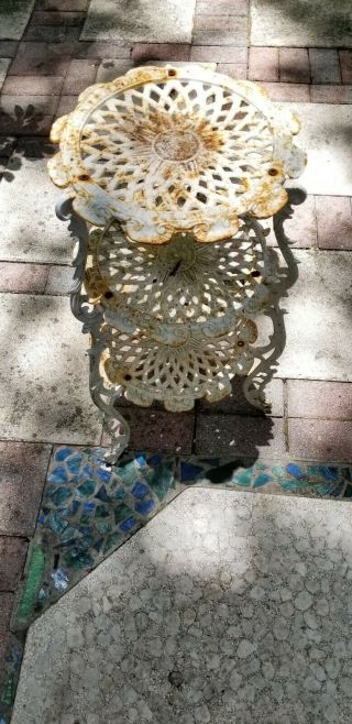Vintage 28 Inch 3 Tier White Cast Iron Plant Stand (last Call)