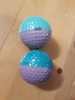 2 Vintage Ping Golf Balls - Aqua/lavender,  Teal/lavender