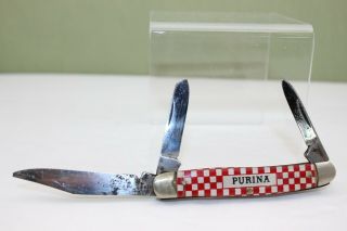 Vintage Purina Kutmaster 3 Blade Pocket Knife - Open Length 6 "