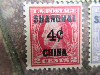 Vintage 1,  2,  & 3 Cents U S Postage Stamps; Cancelled Shanghai China 3