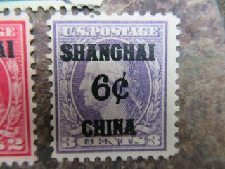 Vintage 1,  2,  & 3 Cents U S Postage Stamps; Cancelled Shanghai China 4