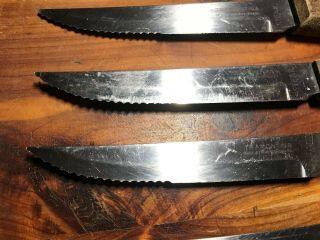 Set Of 4 Vintage TRAMONTINA Inox Stainless Brazil Hardwood Handle Steak Knives 4