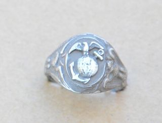 Vintage Sterling Silver Us Mc Ring Size - 10.  75 101