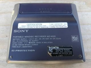 Vintage Sony Walkman Mini Disc Player & Recorder MZ - N505 Type - R 2