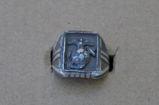Vintage Sterling Silver Us Mc Ring Size - 9.  25 107