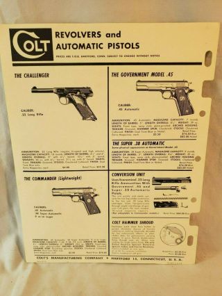 Orig 1954 Colt Firearms Dealer Sales Brochure Revolvers & Auto Pistols NO Res 3