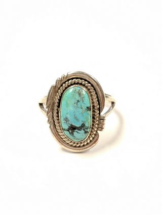 Vintage Turquoise And Sterling Silver Ring Size 10.  5