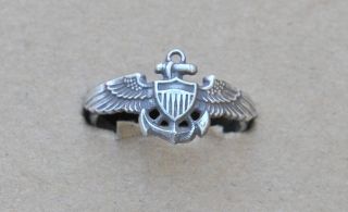 Vintage Sterling Silver Us Navy Aviator Ring Size - 8.  5 817