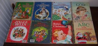 8 Vintage Little Golden Books - Christmas - God,  Jingle Bells,  Mickey (lot4)