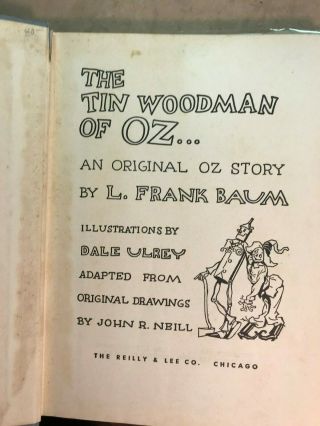 The Tin Woodman of Oz by L.  Frank Baum Neill and Ulrey,  circa 1940 ' s dust jacket 2