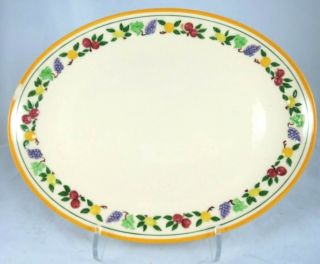 Vintage Franciscan Small Fruit Oval Serving Platter 13 " Yellow Red Purple Green