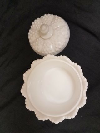 Vintage Fenton Hobnail Milk Glass Candy Dish with Lid 2