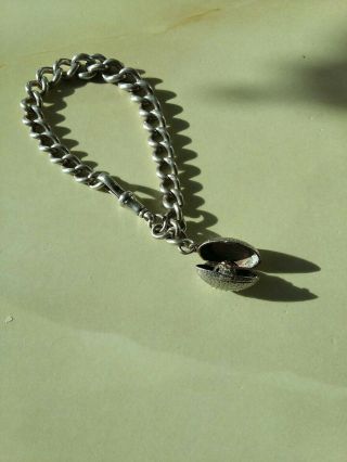 Vintage Silver Fob Chain Bracelet With Charms