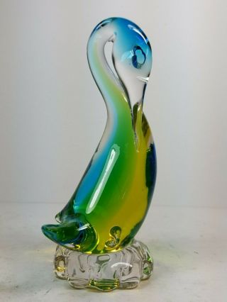 Retro Vintage Murano Style Studio Art Glass Cormorant Type Bird Ornament