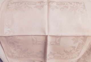 Vintage Linen Cloth Napkin Set 8 Pink 14 " Floral Foliage Design