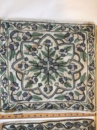 Vintage Crewel Work Pillow Cover Embroidered Handmade Florals For Display 4