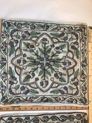 Vintage Crewel Work Pillow Cover Embroidered Handmade Florals For Display 8