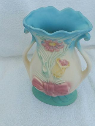 Vintage Hull Art Pottery - Vase - B - 7 - 8.  5 " Blue Pink Floral