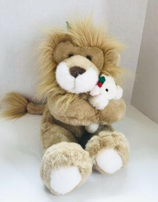 18” Vtg The Lion And The Lamb 1994 Christmas Plush Stuffed Animal Toy