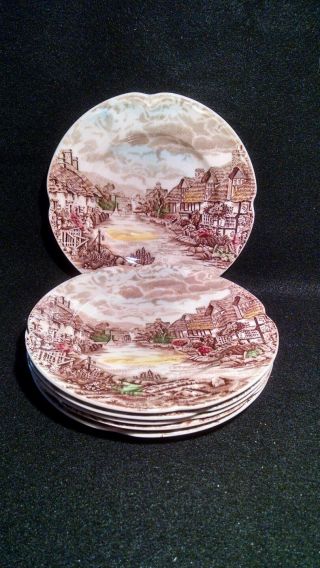 Vintage Johnson Bros Olde English Countryside Set 6 6.  5 " Bread & Butter Plates