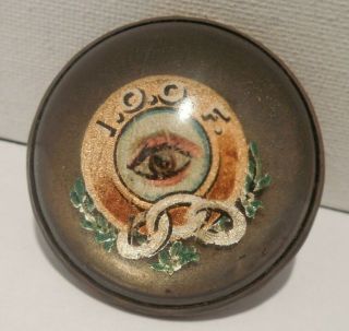 Vintage - I.  O.  O.  F - Odd Fellows - All Seeing Eye - Glass/brass - Belt Buckle