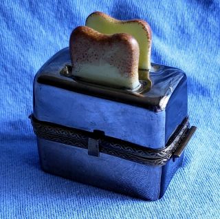 Vintage Peint Main Limoges Trinket Box Toaster Rochard France Handpainted Jam