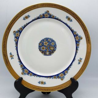 Vintage Blue Floral Jean Boyer Limoges Dinner Plate Gold Rim 10.  5 " Diameter