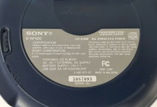 VTG Sony D - NF420 PSBLUE MP3/ATRAC3 Psyc CD Walkman with FM/AM/TV/Weather 3