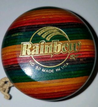 Bc Yoyo Rainbow No.  50 Hardwood Made In U.  S.  A.  Vintage 90 
