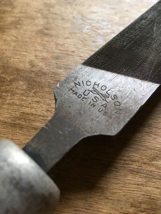 Vintage Nicholson Mill Bastard Flat File,  12 Inches,  Usa Made