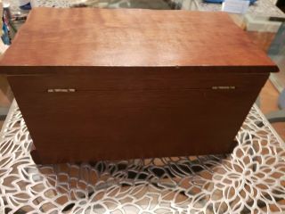 Vintage 70s Large solid Wood Jewelry Chest Box 3 tier,  shape of a cedar chest, 8