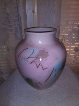 Vintage (large) " Tom Krueger " Art Studio Pottery (wide Neck) Vase (signed)