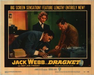 Vintage Movie Poster Dragnet 1954 11x14 " Lobby Card Jack Webb Joe Friday Warner