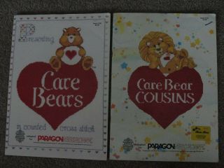 Vintage Care Bear And Care Bear Cousins Counted Cross Stitch Books 1985