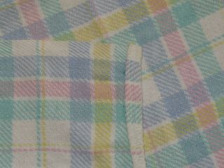 Vintage Pastel Plaid Baby Blanket Cotton Weave Woven WPL 1675 USA 52x37 3