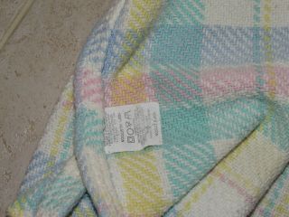 Vintage Pastel Plaid Baby Blanket Cotton Weave Woven WPL 1675 USA 52x37 5