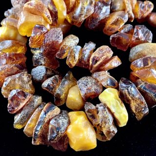 Vintage Baltic Unpolished Raw Amber Chunky Necklace 60,  0gm.  Natural Amber Nagget