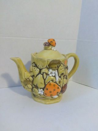 Vintage Mushroom Teapot By Fred Roberts Co 1970s Japan Ceramic Coffee Tea Retro