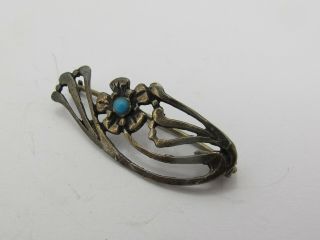 Vintage Sterling Silver 925 & Turquoise Brooch Pin 2