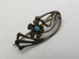 Vintage Sterling Silver 925 & Turquoise Brooch Pin 3