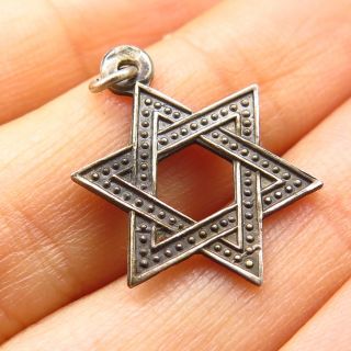 Vtg 925 Sterling Silver Judaica Star Of David Charm Pendant