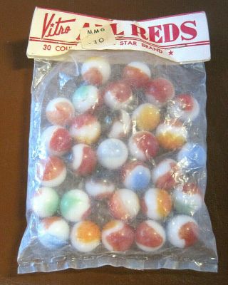 Vitro All Reds 30 Count Vintage Marbles In Bag - Pride Of Young Americans